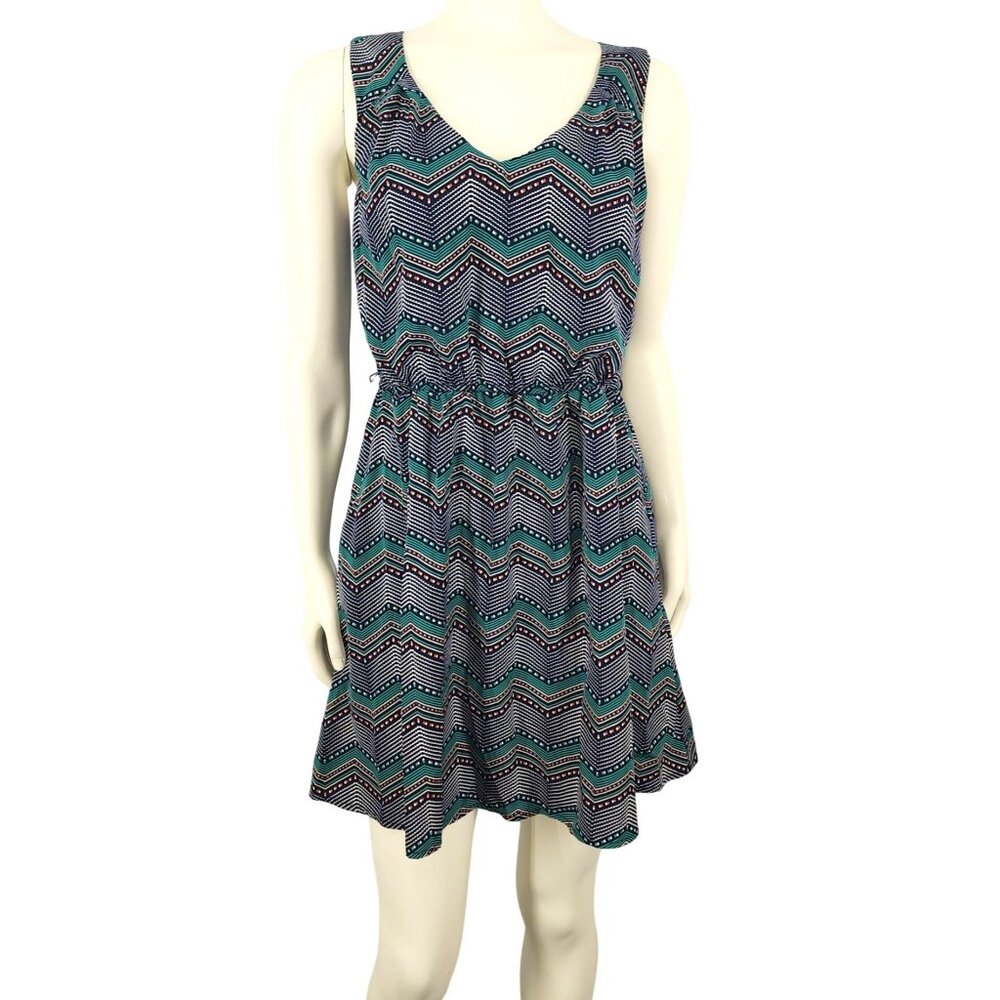 Women's IZ Byer Chevron Geometrical Sleeveless Dress Triangle Back Small